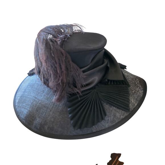 NWT Elite Champagne black, oversized, feathered and floppy bows‎ main image 5